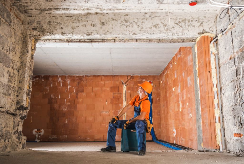 interior waterproofing preparation from ceiling demolition